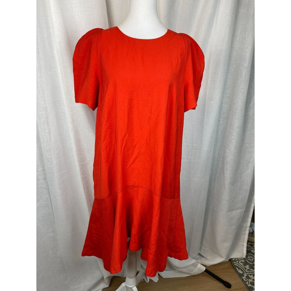 NWOT Maeve by Anthropologie Red Puff-Sleeve Flounce Dress Size 2, Bold & Playful